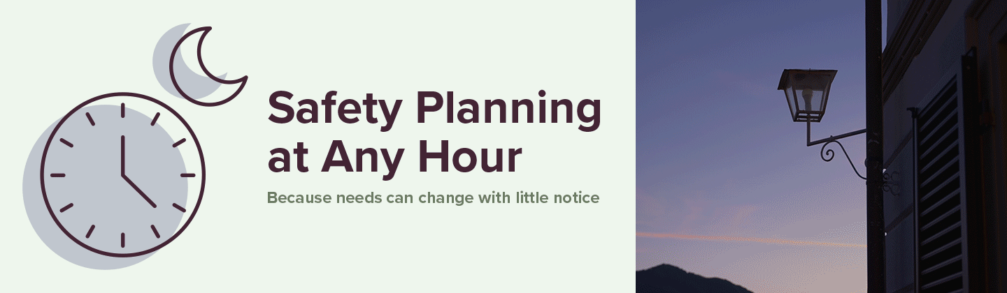 Gif-style graphic featuring flashing porch light. Graphic promotes after-hours call line.